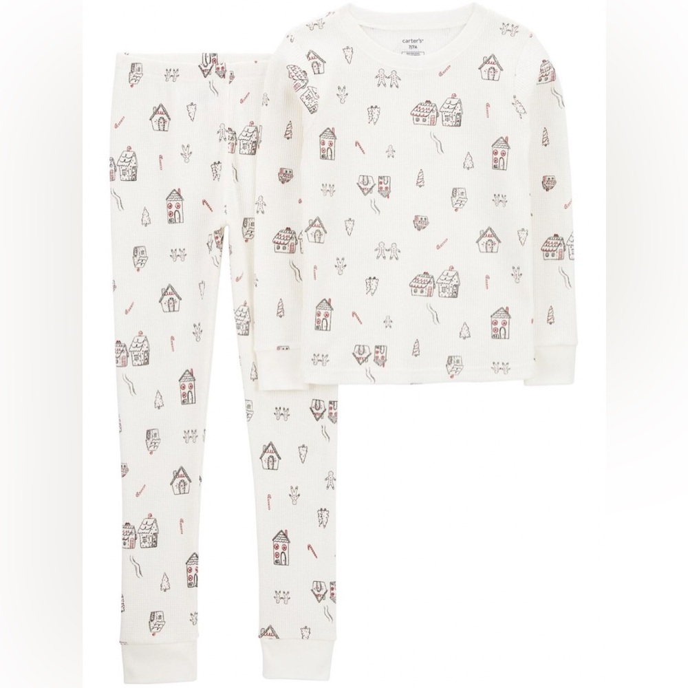Carters Christmas gingerbread/candy cane print pajama set